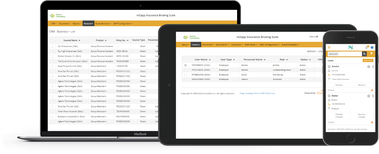 responsive design Insurance CRM software